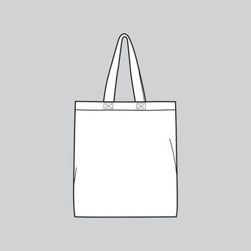 Blank white tote bag isolated on grey background 