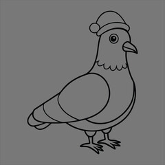 Fototapeta premium Christmas pigeon hat mascot vector design