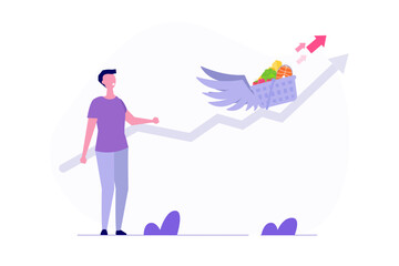 Inflation food price, Grocery Prices Rising concept.