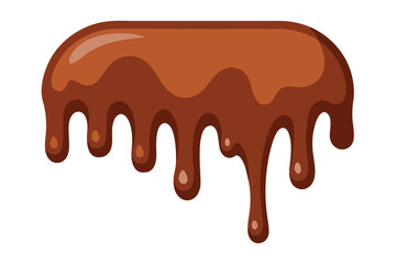 Melted chocolate dripping illustration on white background.