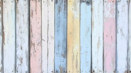 rustic texture of horizontally arranged wooden planks painted in pastel colors