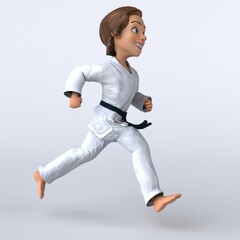 Fun 3D cartoon girl karateka illustration