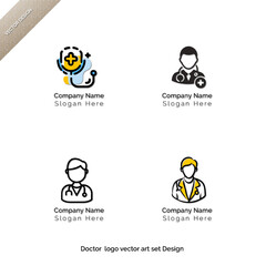 Caring Doctor  Logo Vector Art Set Design