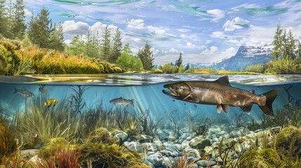 Obraz premium Underwater Scene with Fish and Vibrant Aquatic Life