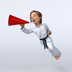 Fun 3D cartoon girl karateka illustration