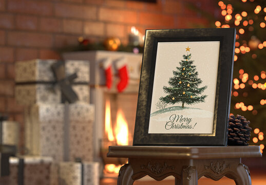 Christmas Card In Frame Mockup