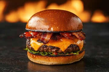 Delicious Cheeseburger with Bacon