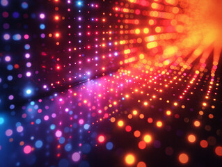 Fototapeta premium Abstract background with lights. Digital illumination of colorful pixels with neon lights, disco, glitter.