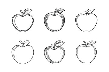 Apple line icon set Apple icon collection vector. Apple vector set healthy sweet fruit white background