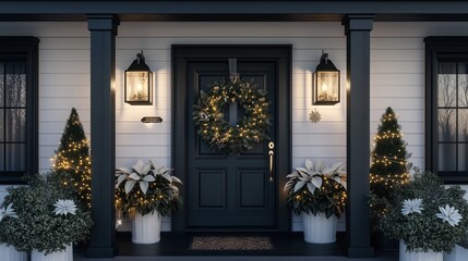 Elegant Charcoal Gray Front Door Decor