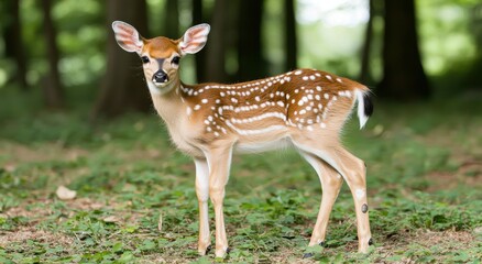 Obraz premium Adorable spotted deer in forest