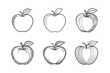 Apple line icon set Apple icon collection vector. Apple vector set healthy sweet fruit