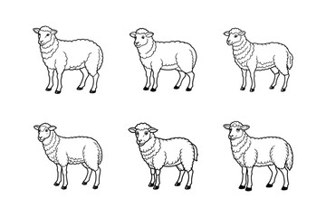 Set of silhouettes of sheep. Sheep icon set vector illustration white background.