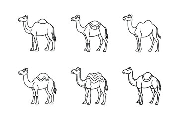 Silhouette of a camel on a white background set. camel animal set vector