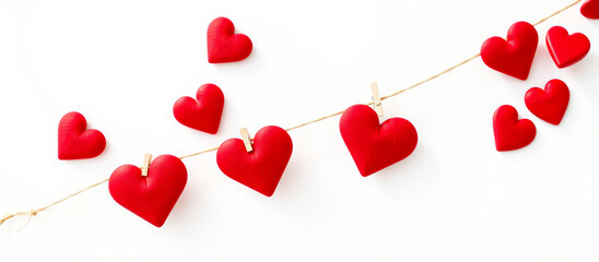 Red Heart Decorations Hanging On String