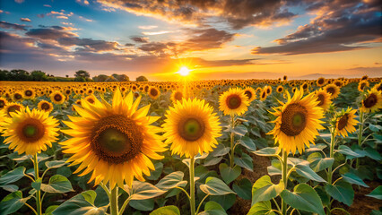 Obraz premium sunflower field in the morning