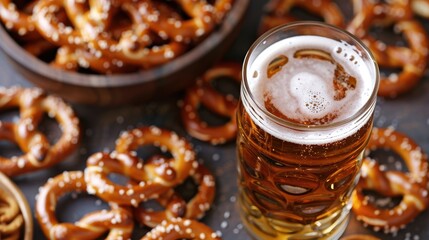 Refreshing Beverage with Soft Pretzels Delight