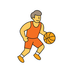 Basketball Player Cartoon Silhouette Concept.