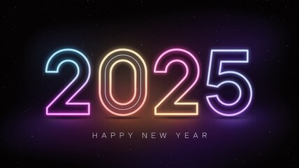 Neon 2025 Happy New Year Greeting.