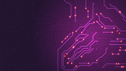 Circuit board background purple. Abstract digital pattern. Chip in futuristic technology design. Vector editable