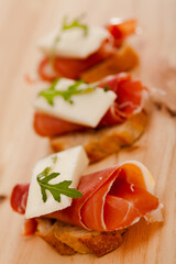 Perfect sandwich made with rye bread cheese and Parma ham