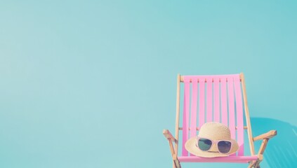 Summer Vibes: A Pink Lounger with a Straw Hat Awaiting Relaxation