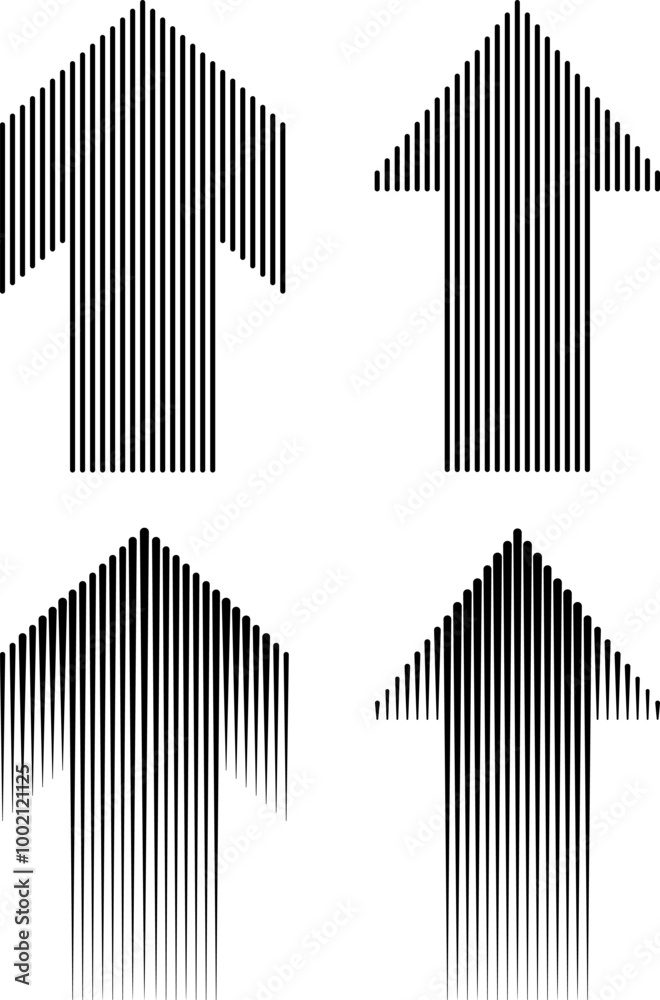 Wall mural decorative arrow made of vertical lines. abstract arrow symbol created from lines illustration. grap