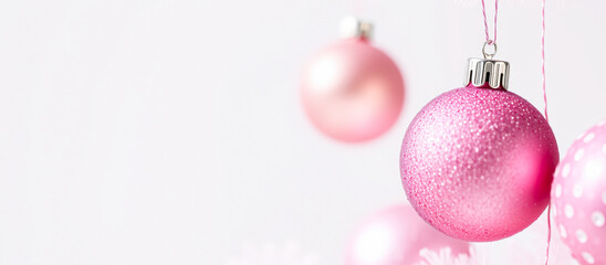 Fototapeta premium Pink Christmas Ornament with White Background