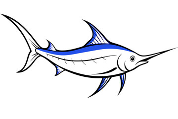 natural blue marlin on the white background