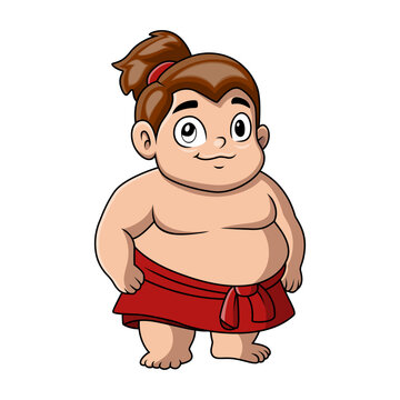 recommend clip art: Cute boy sumo cartoon happy