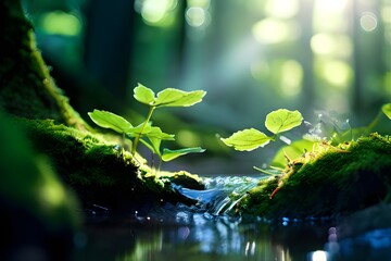green leaves in water
