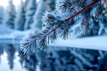 snow covered pine branches