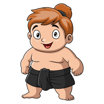 recommend clip art: Cute boy sumo cartoon happy