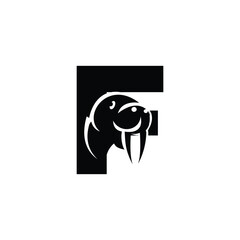 Letter F Walrus logo icon vector