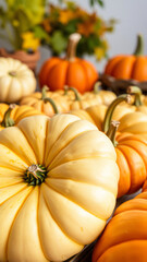 Closeup of a Creamy White Pumpkin