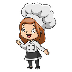 girl cartoon wearing costume chef