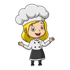 girl cartoon wearing costume chef