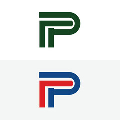 letter fp with square logo icon design vector design template inspiration