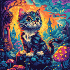 Feline Fantasy: Whimsical Cat in Wonderland