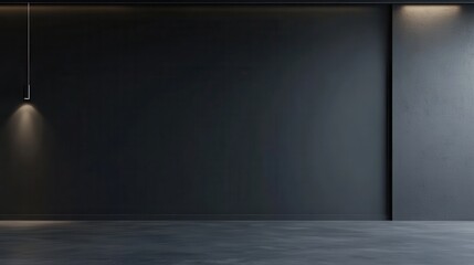 Mock up frame in a sleek, modern empty room with charcoal grey walls, no furniture or decor, 3D render 