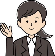 案内をするスーツ姿の女性