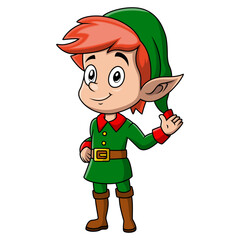 Cute christmas elf boy cartoon