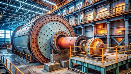 Ball mill machinery grinding ore in mining and concentrating plant for mineral processing industry