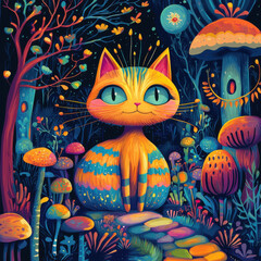 Feline Fantasy: Whimsical Cat in Wonderland