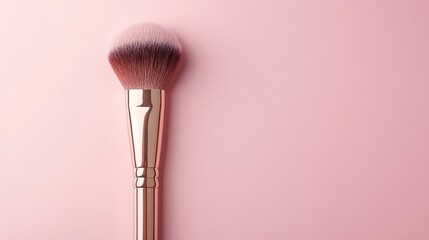 Makeup brush on pink background, beauty and
