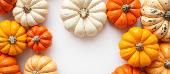 Colorful Pumpkins on White Background