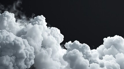 Thick white clouds against a dark sky background.