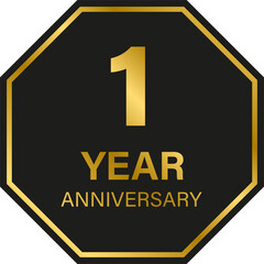 1 year anniversary gold icon for graphic design, logo, website, social media, mobile app, UI illustration