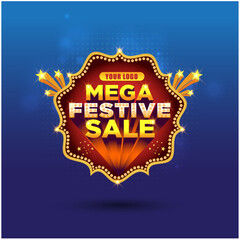 Festival Sale Logo Unit. Mega Festival, Offers, Discount Advertisement Template Vector Editable
