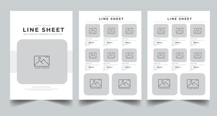  Line Sheet, Product Catalog Design Layout Template With 3 page design concept

